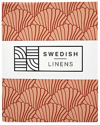 Swedish Linens Crib Fitted sheet - Seashells Terracotta Burgundy 80x40cm Bed Sheets and Pillow Cases