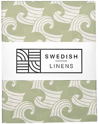 Swedish Linens Crib Fitted sheet - Waves sage green 40x80cm Bed Sheets