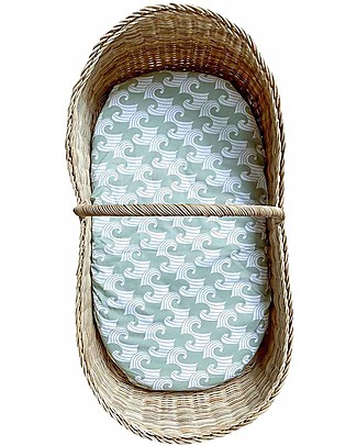 Swedish Linens Crib Fitted sheet - Waves sage green 40x80cm Bed Sheets