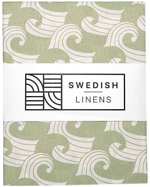 Swedish Linens Crib Fitted sheet - Waves sage green 80x40cm Cradle Bed Linen