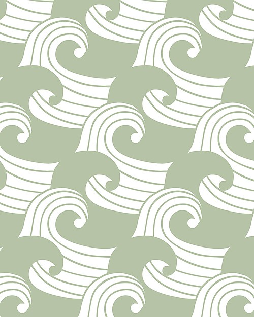 Swedish Linens Crib Fitted sheet - Waves sage green 80x40cm Cradle Bed Linen