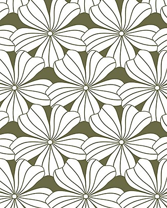 Swedish Linens Pillowcase - Flowers - Olive Green - 25x20 cm - Organic Cotton Pillows
