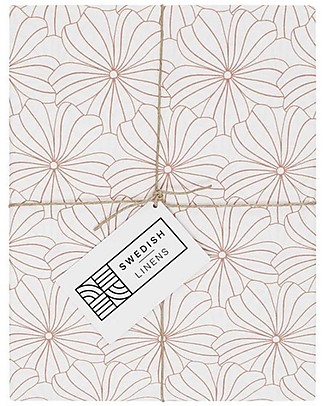 Swedish Linens Pillowcase - Flowers - White - 25x20 cm - Organic Cotton Pillows