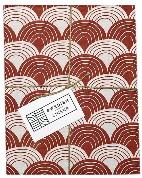 Swedish Linens Pillowcase - Rainbow - Burgundy - 25x20 cm - Organic Cotton Bed Sheets and Pillow Cases