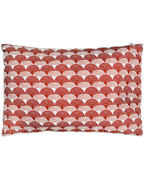 Swedish Linens Pillowcase - Rainbow - Burgundy - 25x20 cm - Organic Cotton Bed Sheets and Pillow Cases