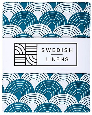 Swedish Linens Pillowcase - Rainbow - Maroccan Blue - 25x20 cm - Organic Cotton Pillows