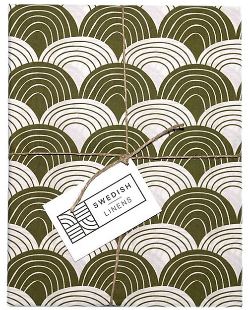Swedish Linens Pillowcase - Rainbow - Olive Green - 25x20 cm - Organic Cotton Bed Sheets and Pillow Cases