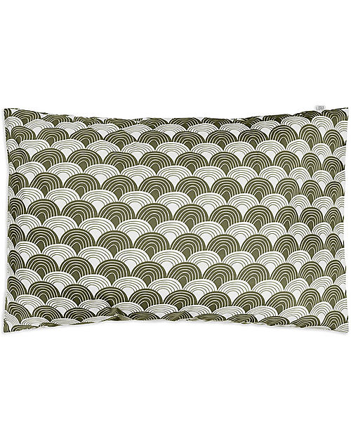 Swedish Linens Pillowcase - Rainbow - Olive Green - 25x20 cm - Organic Cotton Bed Sheets and Pillow Cases