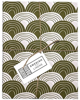 Swedish Linens Pillowcase - Rainbow - Olive Green - 25x20 cm - Organic Cotton Pillows