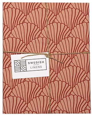 Swedish Linens Pillowcase - Seashells - Terracotta Burgundy - 25x20 cm - Organic Cotton Pillows