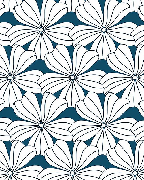 Swedish Linens Queen size Fitted sheet - Flowers  Moroccan blue 200x140cm Bed Sheets and Pillow Cases