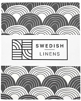 Swedish Linens Queen size Fitted sheet - Rainbows Graphite 200x140cm Bed Sheets and Pillow Cases