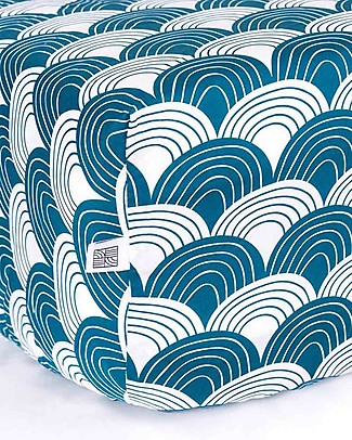 Swedish Linens Queen size Fitted sheet - Rainbows Moroccan blue 140x200cm Bed Sheets