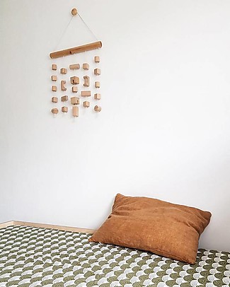 Swedish Linens Queen size Fitted sheet - Rainbows Olive green 200x140cm Bed Sheets and Pillow Cases