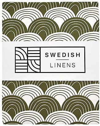 Swedish Linens Queen size Fitted sheet - Rainbows Olive green 200x140cm Bed Sheets and Pillow Cases