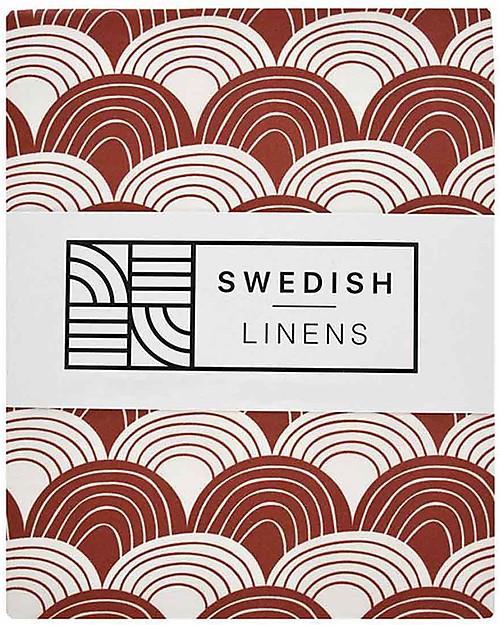 Swedish Linens Single Fitted sheet - Rainbows Burgundy 200x140cm Bed Sheets and Pillow Cases