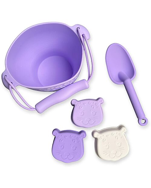 Swim Essentials Beach Play Set - Lila Leopard Print - Silicone Beach Toys