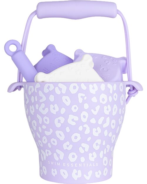 Swim Essentials Beach Play Set - Lila Leopard Print - Silicone Beach Toys