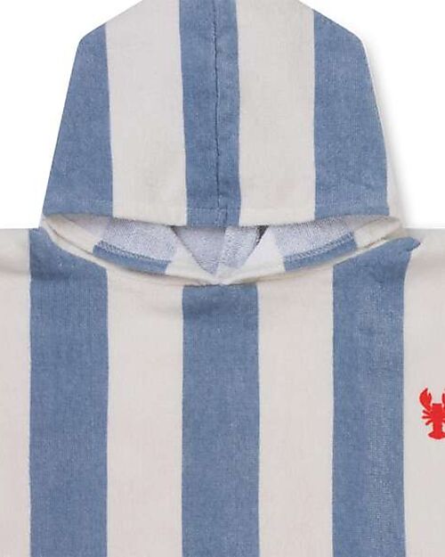 Swim Essentials Beach Poncho - Catch Of The Day - White and Blue Stripes - 65x65 cm - 100% Organic Cotton Towels And Flannels