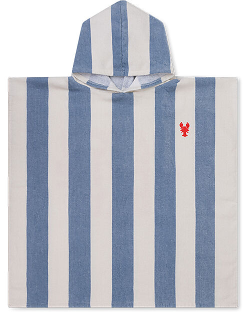 Swim Essentials Beach Poncho - Catch Of The Day - White and Blue Stripes - 65x65 cm - 100% Organic Cotton Towels And Flannels