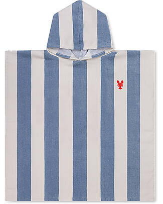 Swim Essentials Beach Poncho - Catch Of The Day - White and Blue Stripes - 65x65 cm - 100% Organic Cotton Towels And Flannels