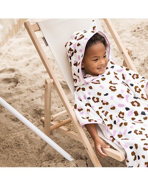 Swim Essentials Beach Poncho - Khaki Leopard Print - Dimensions 65x65 - 100% Cotton Towels And Flannels