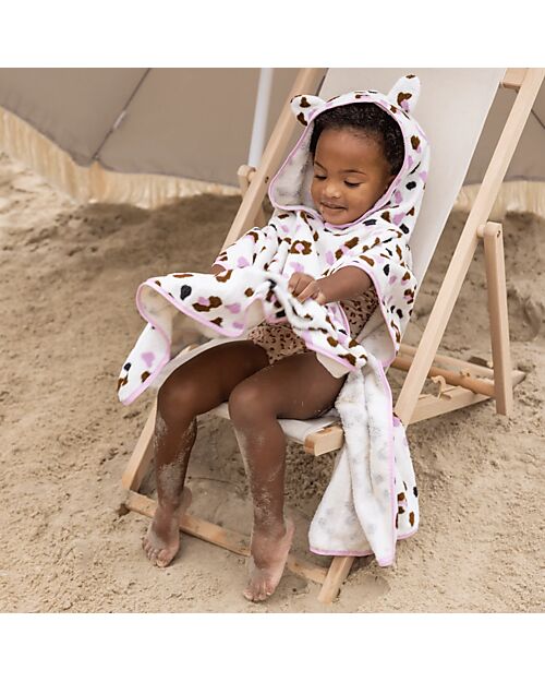 Swim Essentials Beach Poncho - Khaki Leopard Print - Dimensions 65x65 - 100% Cotton Towels And Flannels