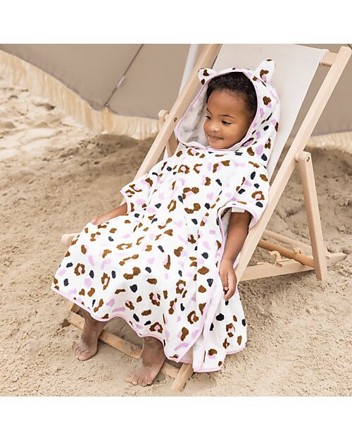 Swim Essentials Beach Poncho - Khaki Leopard Print - Dimensions 65x65 - 100% Cotton Towels And Flannels