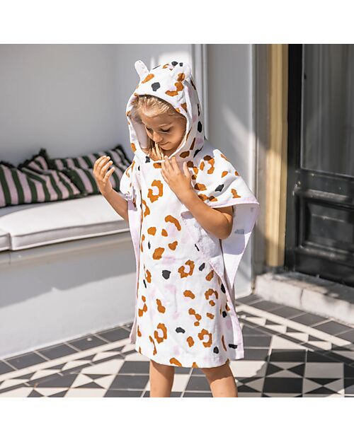 Swim Essentials Beach Poncho - Khaki Leopard Print - Dimensions 65x65 - 100% Cotton Towels And Flannels