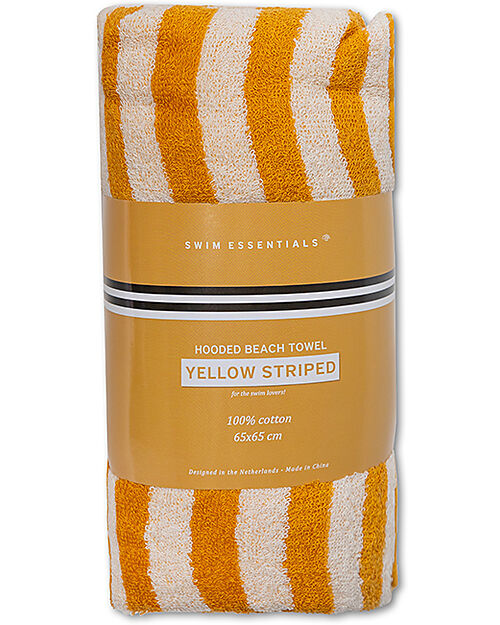 Swim Essentials Beach Poncho - Yellow and White Print - Dimensions 65x65 - 100% Cotton Towels And Flannels