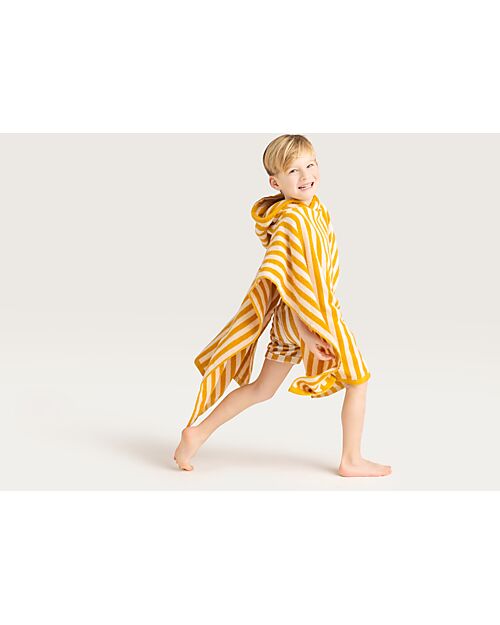 Swim Essentials Beach Poncho - Yellow and White Print - Dimensions 65x65 - 100% Cotton Towels And Flannels