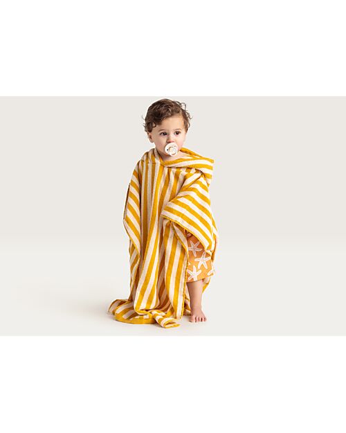Swim Essentials Beach Poncho - Yellow and White Print - Dimensions 65x65 - 100% Cotton Towels And Flannels