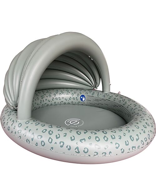 Swim Essentials Children's Swimming Pool with Canopy - Green Leopard Print - Diameter 100cm - PVC Inflatable Pools