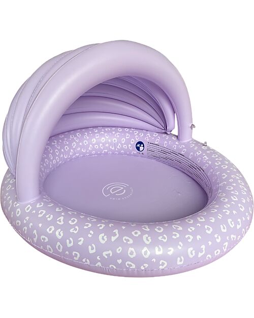 Swim Essentials Children's Swimming Pool with Canopy - Lila Leopard Print - Diameter 100cm - PVC Inflatable Pools