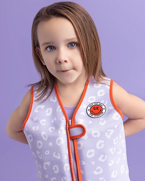 Swim Essentials Life Jacket - 3-6 Years - Lila Leopard Print - Foam Beach Toys