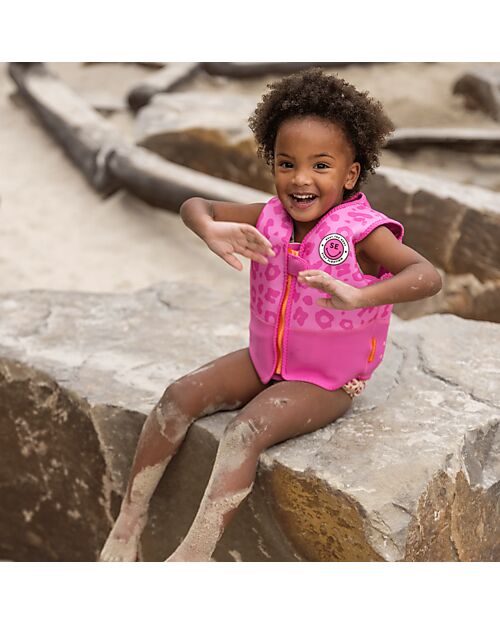 Swim Essentials Life Jacket - 4-6 Years - Pink Leopard Print - Foam Beach Toys
