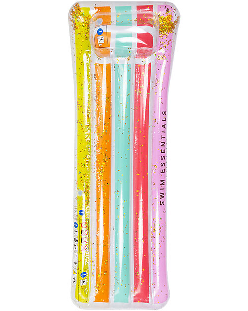 Swim Essentials Luxe Version Lie-on - Rainbow Glitter Print - Length 177cm Beach Toys