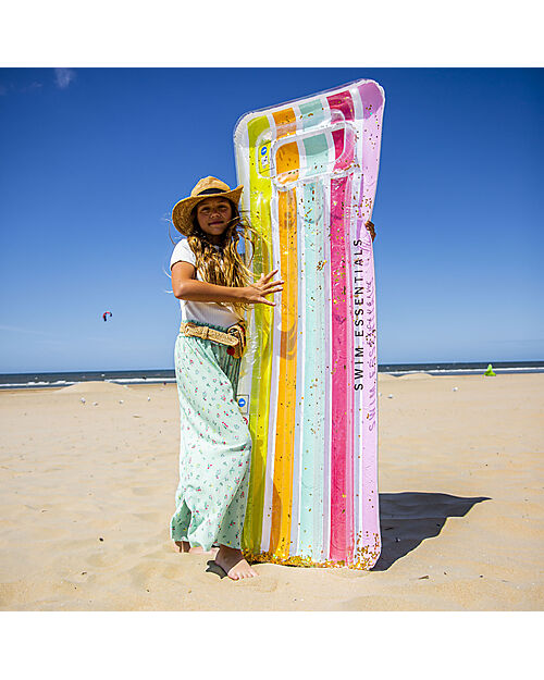 Swim Essentials Luxe Version Lie-on - Rainbow Glitter Print - Length 177cm Beach Toys