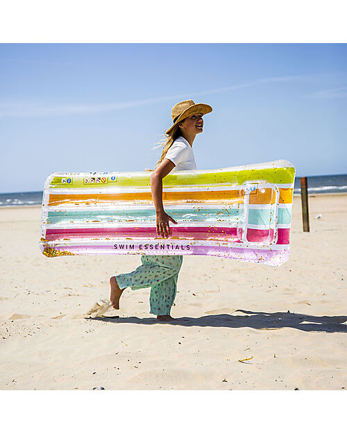 Swim Essentials Luxe Version Lie-on - Rainbow Glitter Print - Length 177cm Beach Toys