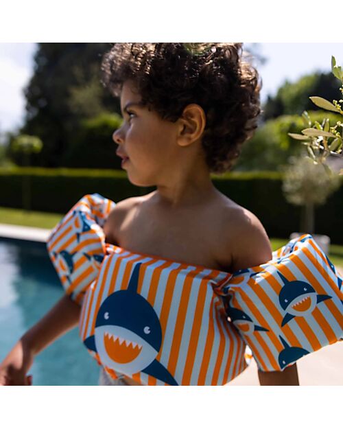 Swim Essentials Puddle Jumper - 2-6 Years - Stripes Shark Print - Foam Beach Toys