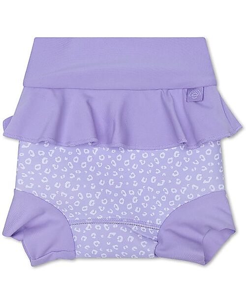 Swim Essentials Ruffled Swim Diaper - Lilac - Leopard - UPF 50+ Fabric Swim Diaper