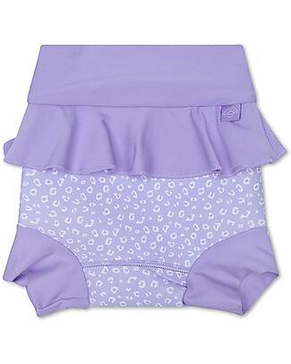 Swim Essentials Ruffled Swim Diaper - Lilac - Leopard - UPF 50+ Fabric Swim Diaper