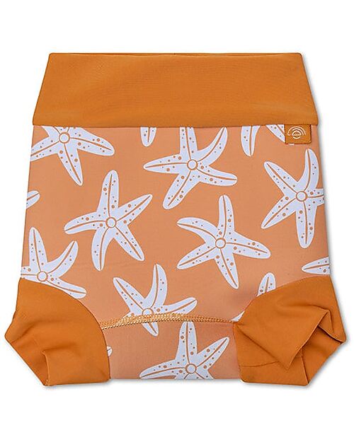 Swim Essentials Ruffled Swim Diaper - Orange - Sea Star - UPF 50+ Fabric Swim Diaper