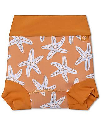 Swim Essentials Ruffled Swim Diaper - Orange - Sea Star - UPF 50+ Fabric Swim Diaper