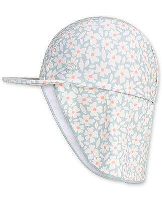 Swim Essentials Swim Cap with Visor and Long Neck Flap - Florish Green - UPF 50+ Fabric Sunhats