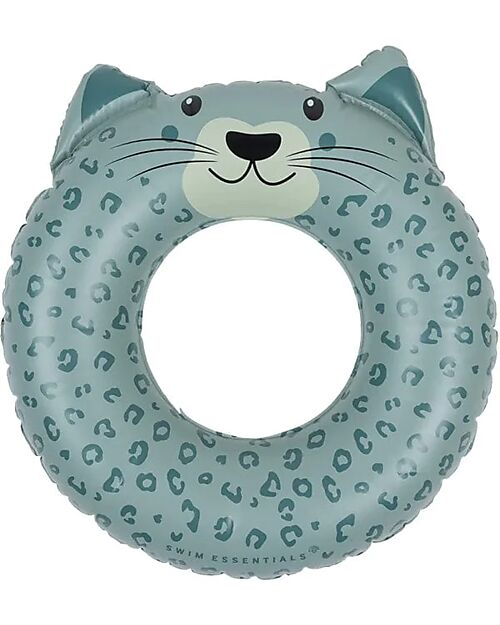 Swim Essentials Swim Ring with Animal - Green Leopard Print - Diameter 55cm - PVC Beach Toys