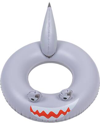 Swim Essentials Swim Ring with Animal - Grey Shark Print - Diameter 55cm - PVC Beach Toys