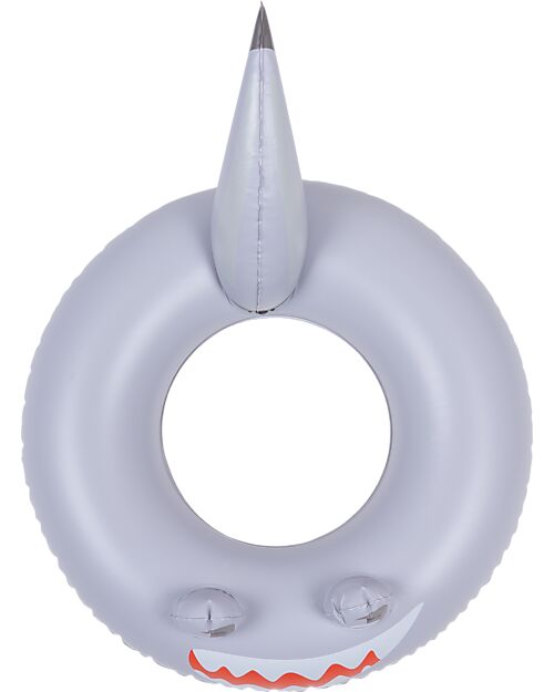 Swim Essentials Swim Ring with Animal - Grey Shark Print - Diameter 55cm - PVC Beach Toys