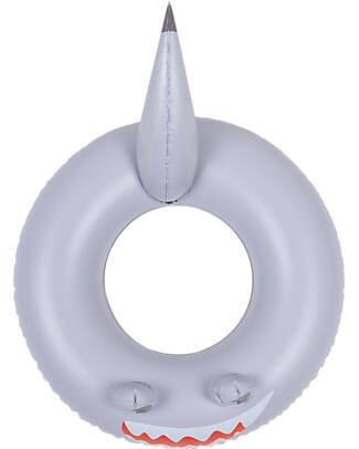 Swim Essentials Swim Ring with Animal - Grey Shark Print - Diameter 55cm - PVC Beach Toys