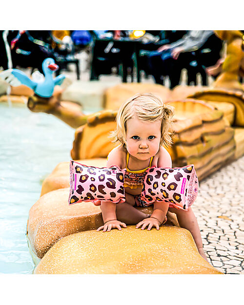 Swim Essentials Swimming Armbands - 2-6 Years - Rose Gold Leopard Print - PVC Beach Toys